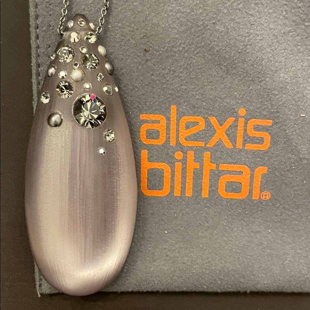 Alexis Bittar Gray Crystal Pendant Necklace